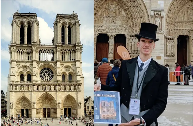 Guided tour of the Notre-Dame Cathedral (inside and outside) in 19th-century costume