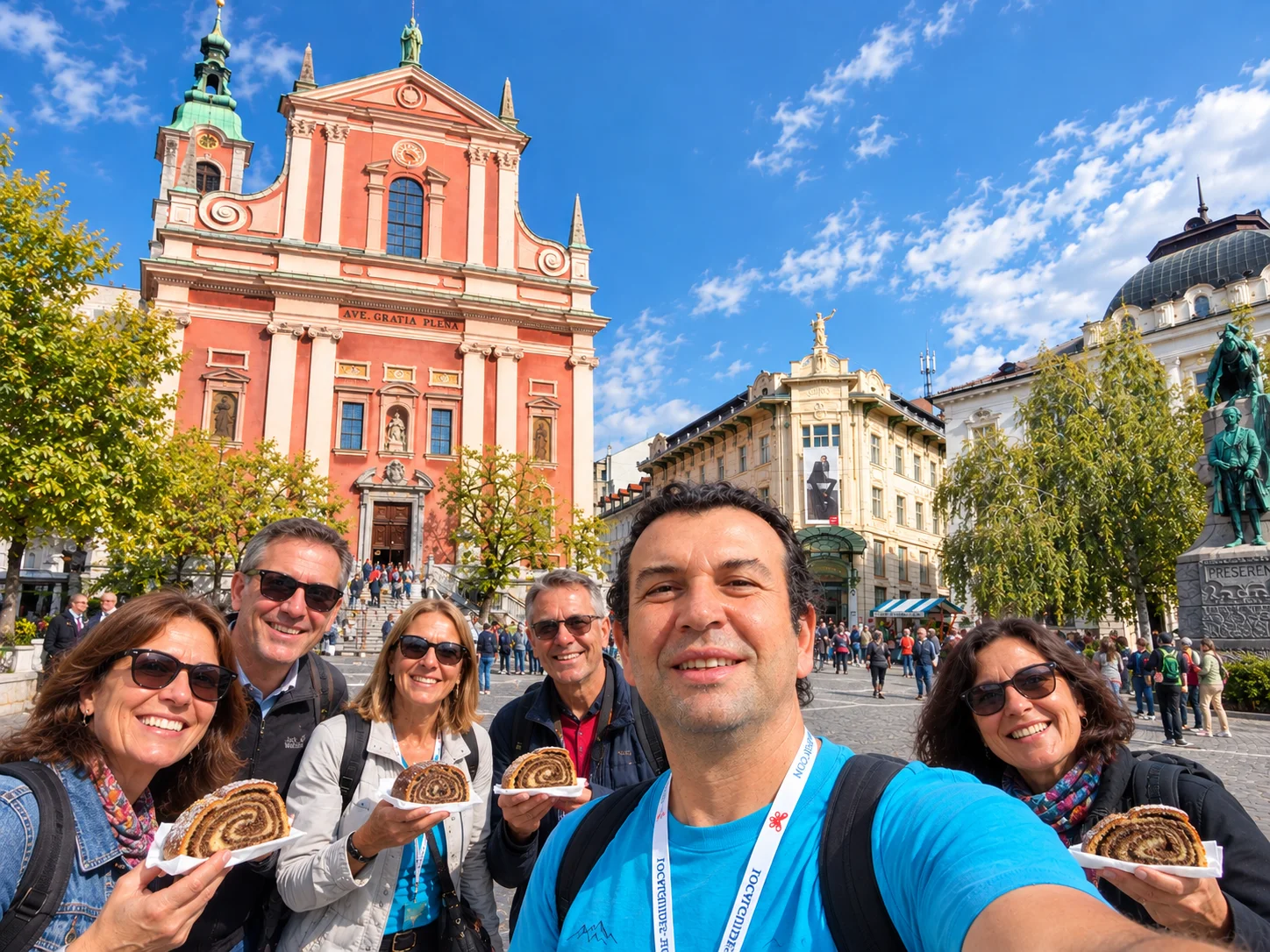  Lubiana free tour, un tour della città con degustazioni. Atravesandola  la storia e legende della città dei dragi.