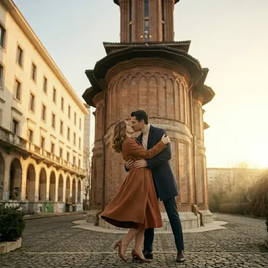 Sesión de fotos cinematográfica por el casco antiguo de Bucarest.