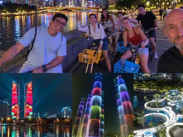Chengdu After Dark: Night Bike, Riverside Market, Twin Towers & Bamboo Fountain