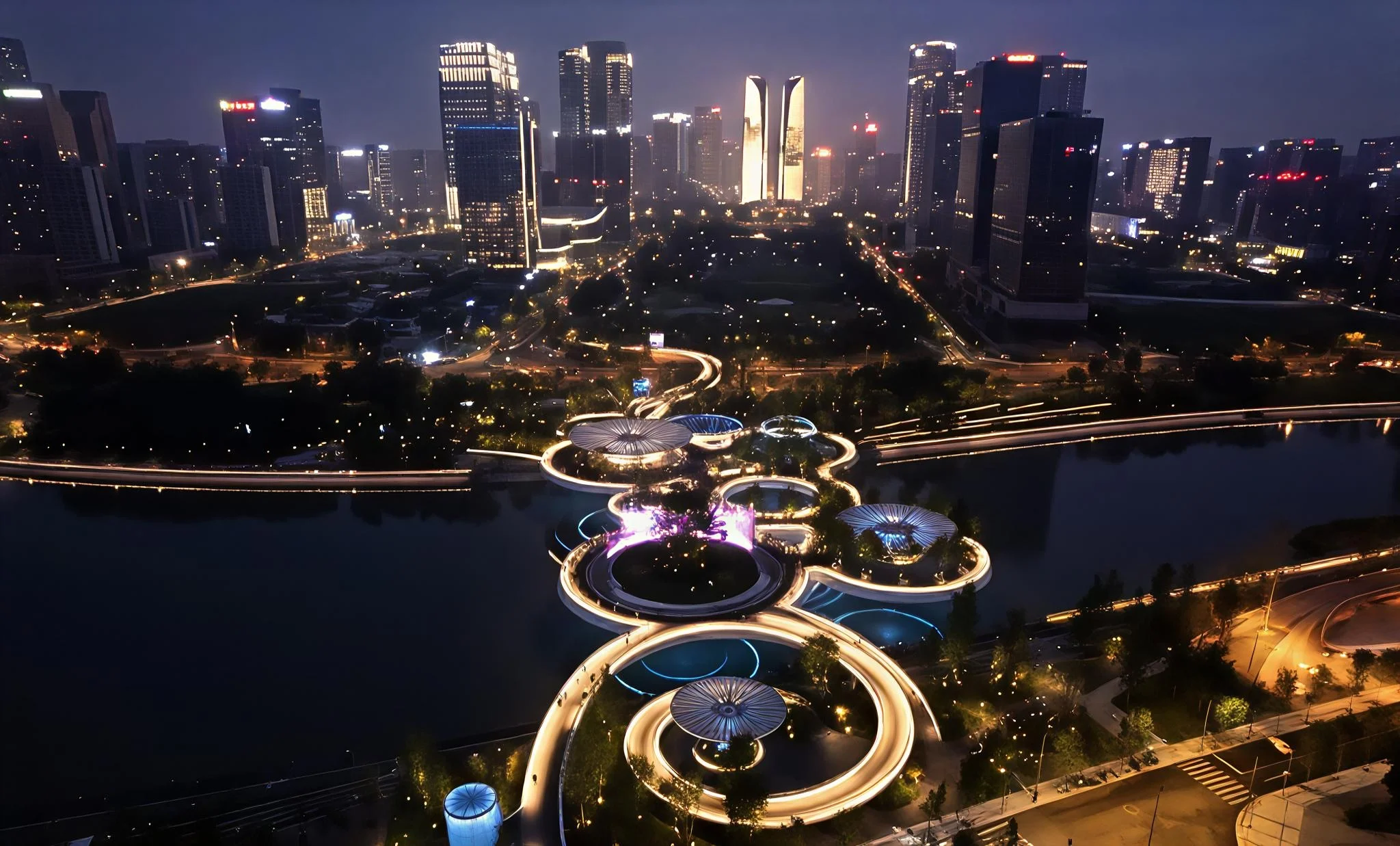 Romantic Chengdu Night Bike Tour: Night Market, Twin Towers & Bamboo Fountain
