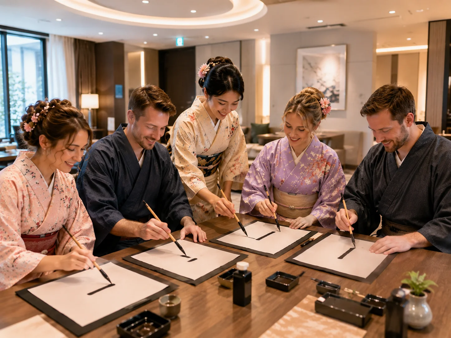An experience of Japanese Calligraphy and Bonseki