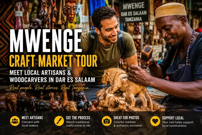 Mwenge Handwerksmarkt Tour — Treffen Sie lokale Kunsthandwerker & Holzschnitzer in Dar es Salaam