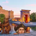 Austrias (Historic Center) and sunset at the Temple of Debod