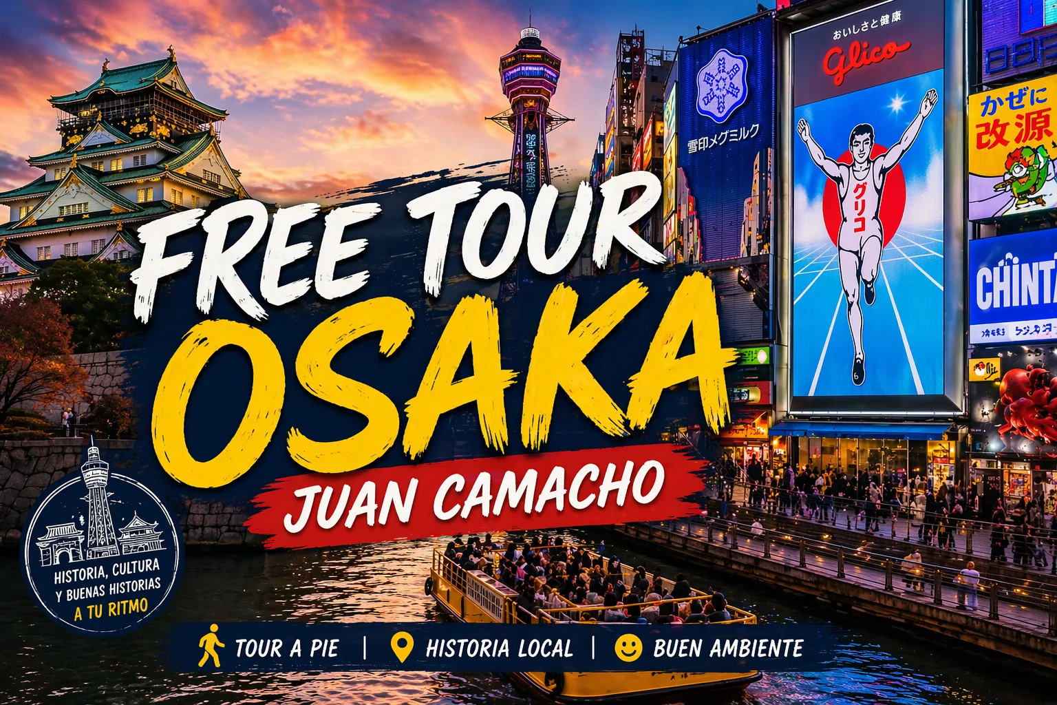 FREE TOUR Osaka at sunset: Tennoji, Shinsekai, Dotonbori, and Amemura