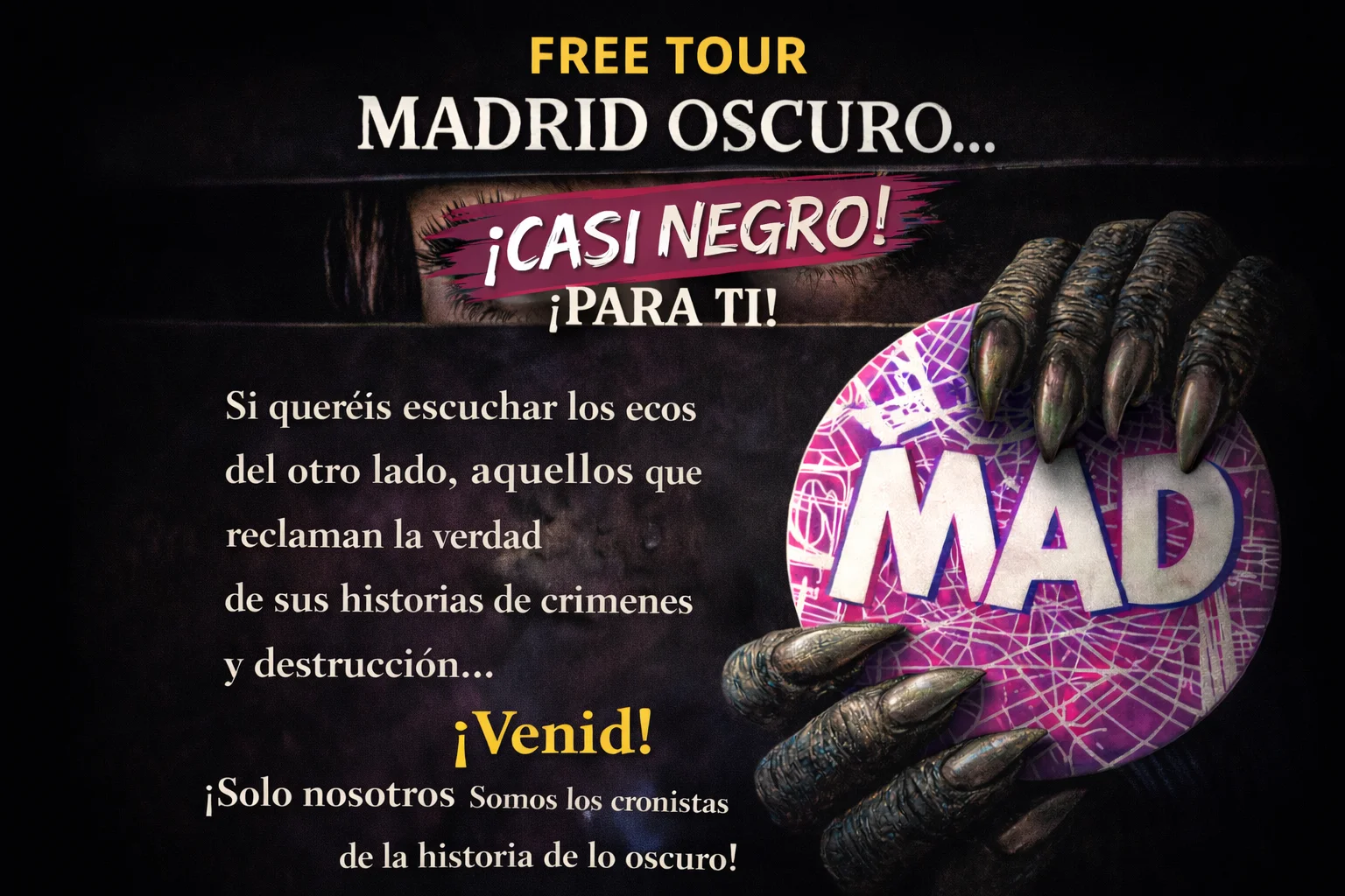 Free Tour Death, Destruction, Blood, and Conspiracy: The Most Terrifying Madrid ⚰️🪓🕯️
